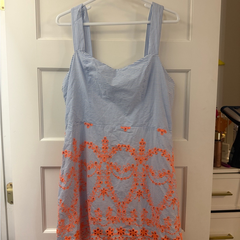 Tularosa Blue and Orange Embroidered Mini Dress - Picture 2 of 7